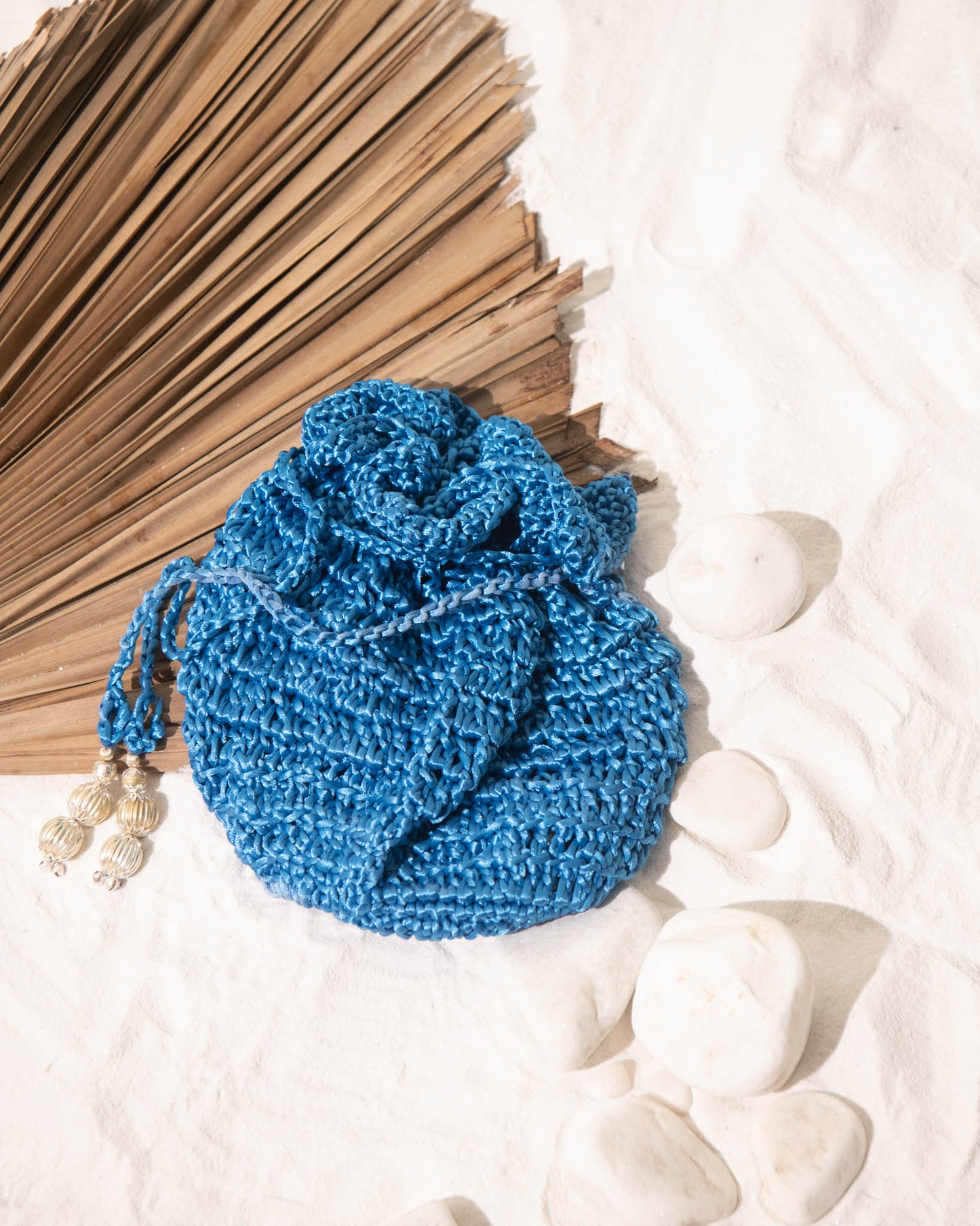 BLUE CROCHET POTLI BAG