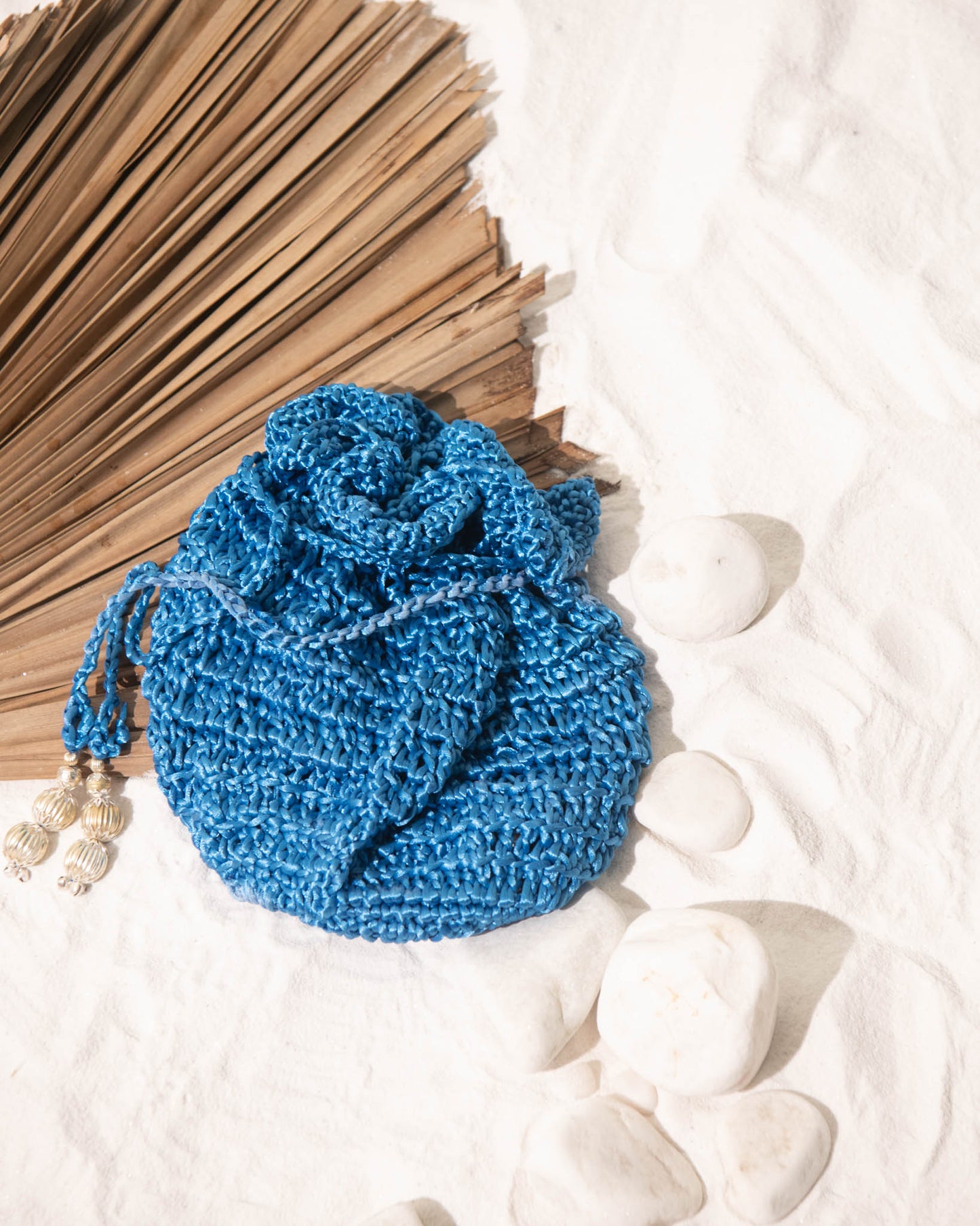 BLUE CROCHET POTLI BAG